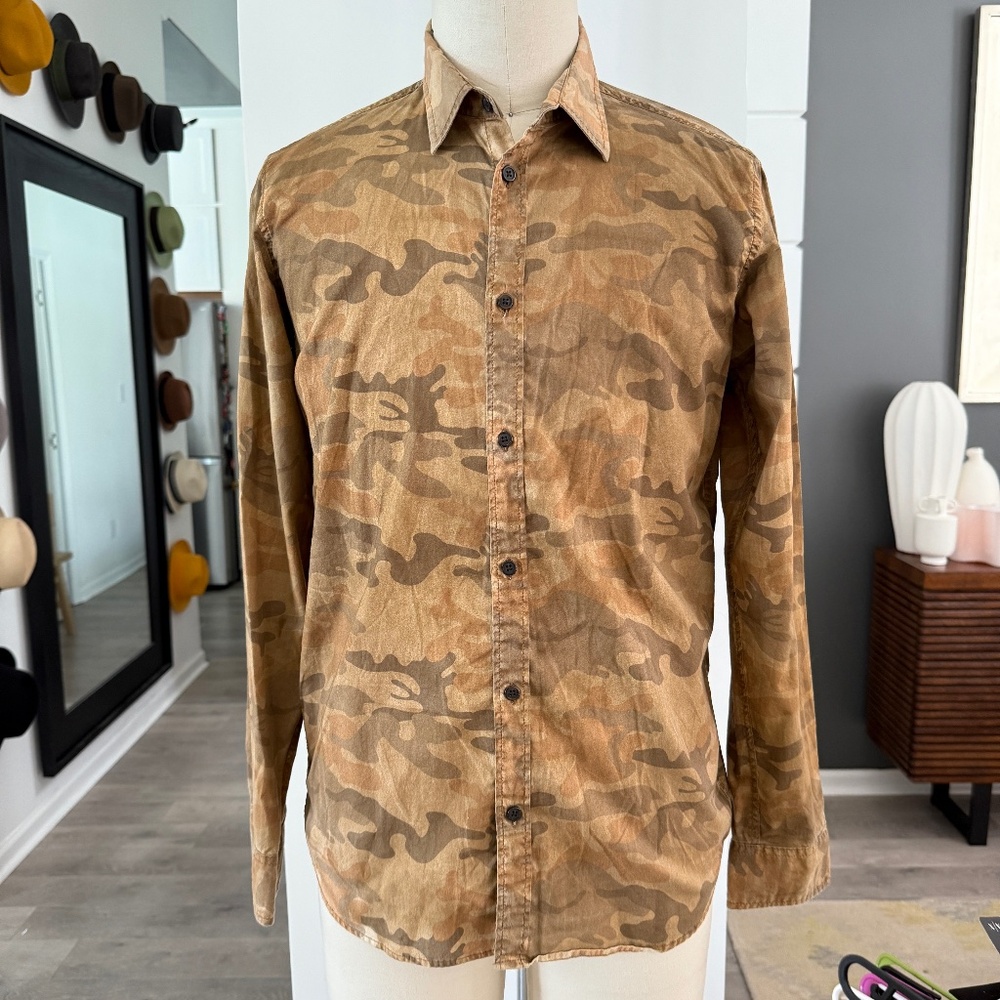 Thai-designed military‎ camo cotton shirt, size M
